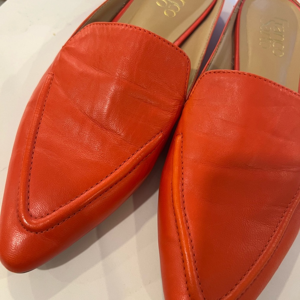Franco Sarto orange leather Mules size 9